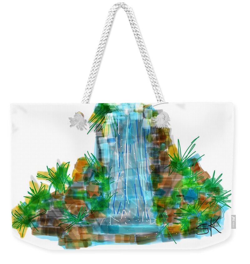 Nature Weekender Tote Bag featuring the digital art Waterfall Calling by Sherry Killam