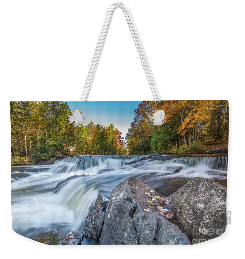Michigan Waterfalls Weekender Tote Bag featuring the photograph Waterfalls Bond Autumn Colors -0021 by Norris Seward