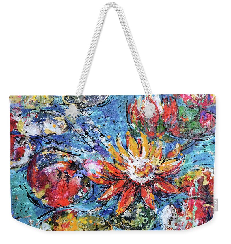 Waterlily Weekender Tote Bag featuring the photograph Waterlily Pond by Jyotika Shroff