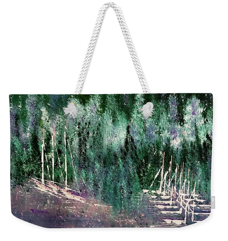 Abstract Weekender Tote Bag featuring the painting Water's Edge - SOLD by George Riney