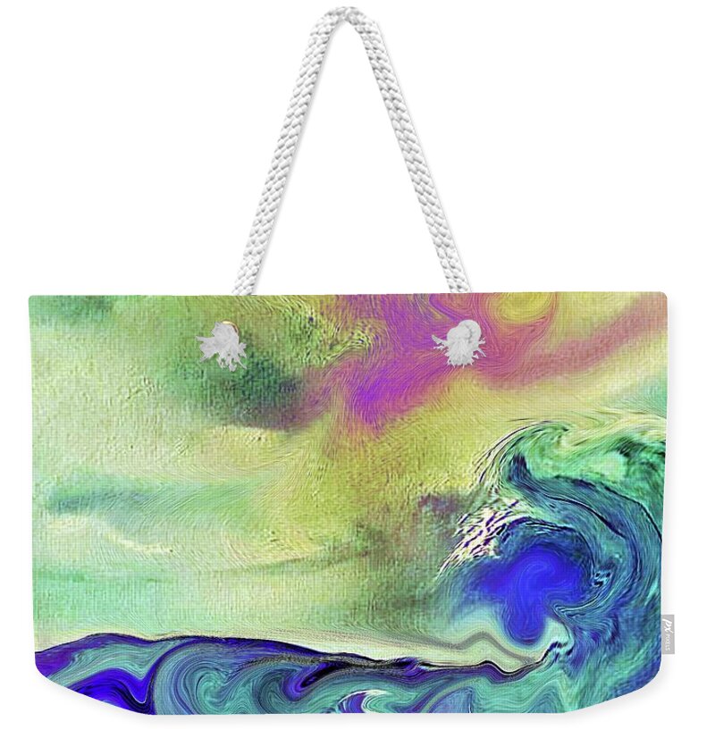 Oil Painting Weekender Tote Bag featuring the digital art Wave Dancer by Tracey Lee Cassin