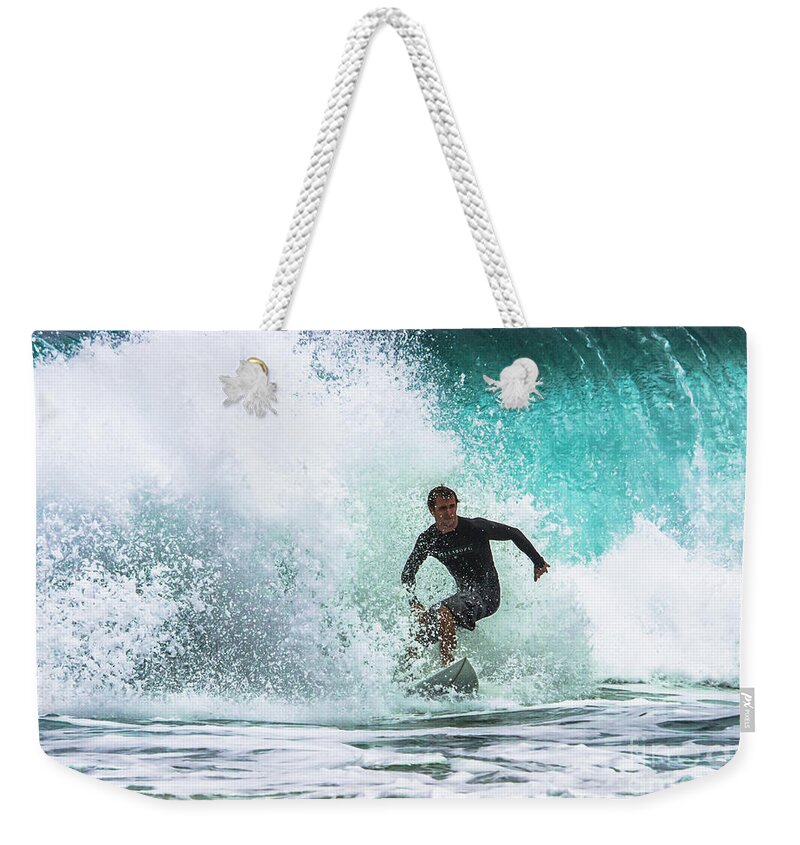 Beach Weekender Tote Bag featuring the photograph Runnin' Down A Wave by Eye Olating Images