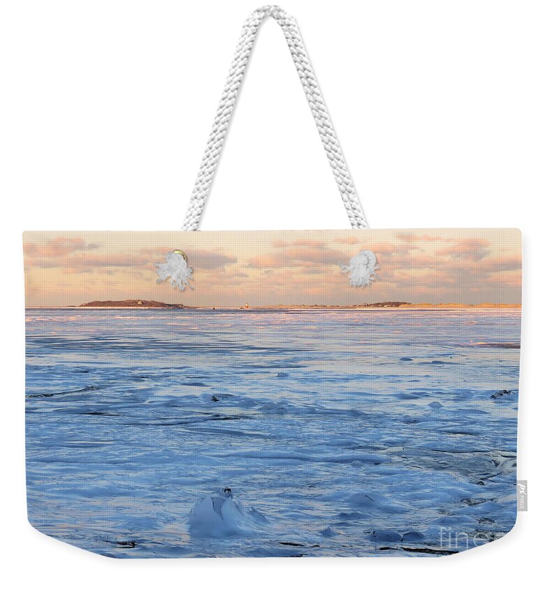 Ice Weekender Tote Bag featuring the photograph Waves of Ice by Janice Drew