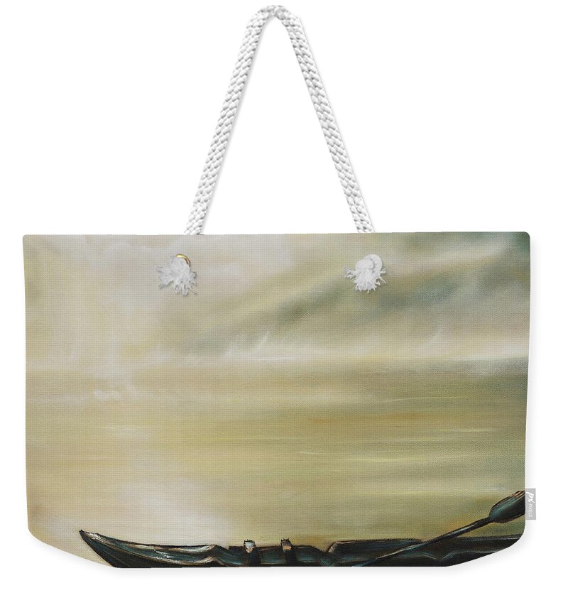 Water Weekender Tote Bag featuring the painting Wayfarer's Sojourn by Neslihan Ergul Colley