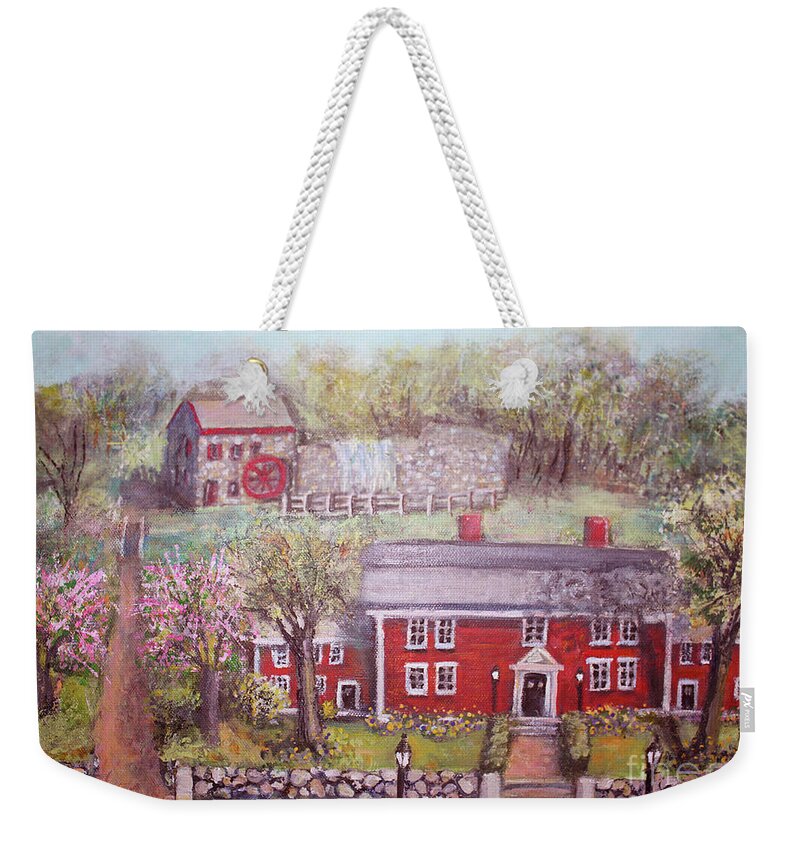 Longfellow's Wayside Inn Weekender Tote Bag featuring the painting Wayside Inn in Springtime by Rita Brown