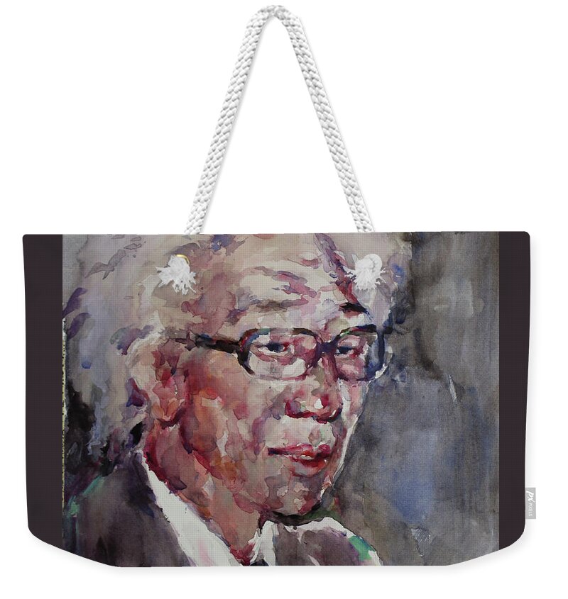 Watercolor Weekender Tote Bag featuring the painting WC Portrait 1624 My Papa by Becky Kim
