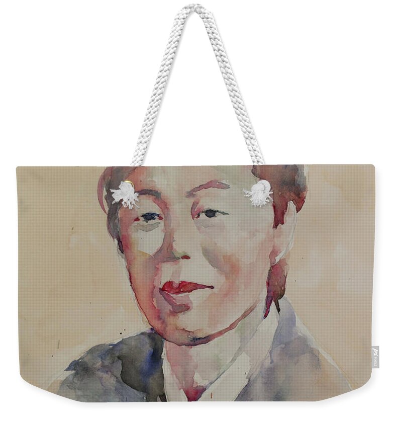 Watercolor Weekender Tote Bag featuring the painting WC Portrait 1625 My Mama by Becky Kim