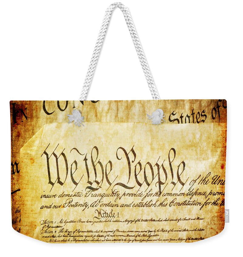 Usa Weekender Tote Bag featuring the mixed media We The People by Angelina Tamez