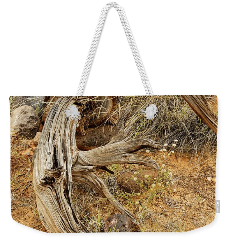 Wildflower Weekender Tote Bag featuring the photograph Weather Tree and Wildflowers by Peter J Sucy