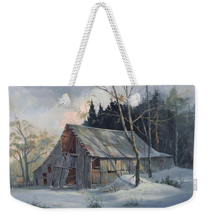 Michael Humphries Weekender Tote Bag featuring the painting Weathered Sunrise by Michael Humphries
