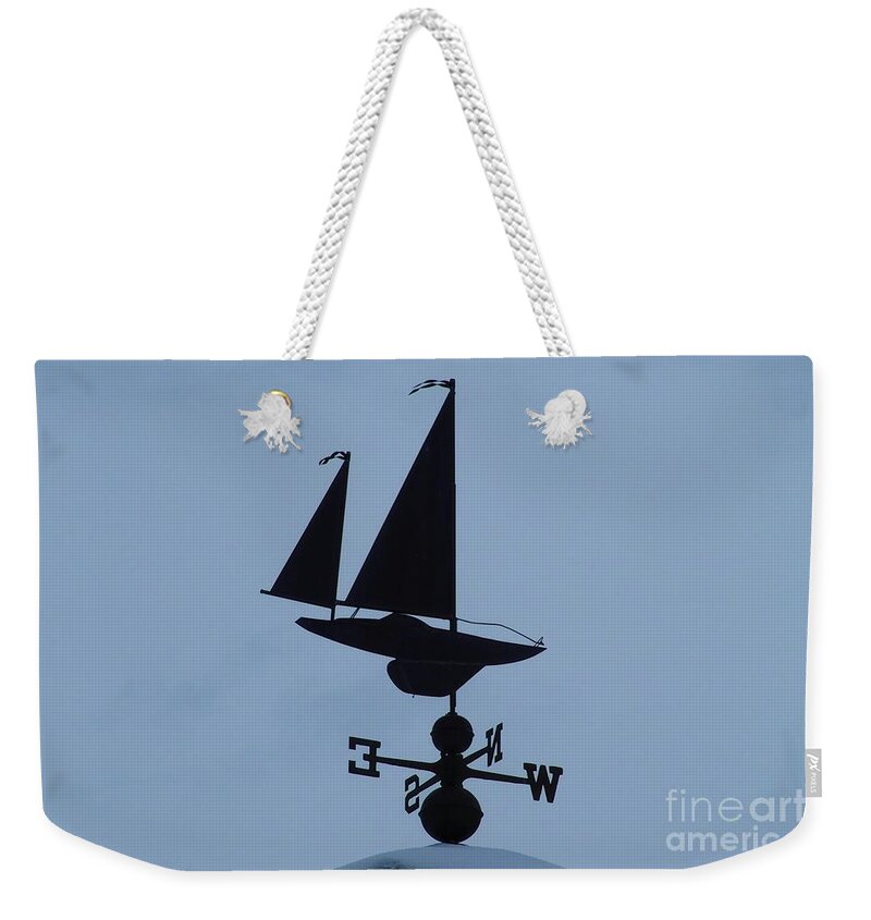 New England Weathervane Weekender Tote Bag featuring the photograph Weathervane Sailboat by Tom Maxwell