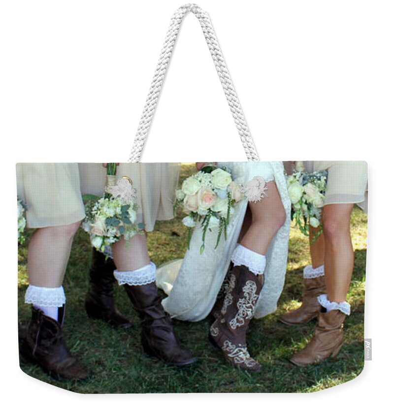 Country Weekender Tote Bag featuring the photograph Wedding Boots by Pechez Sepehri