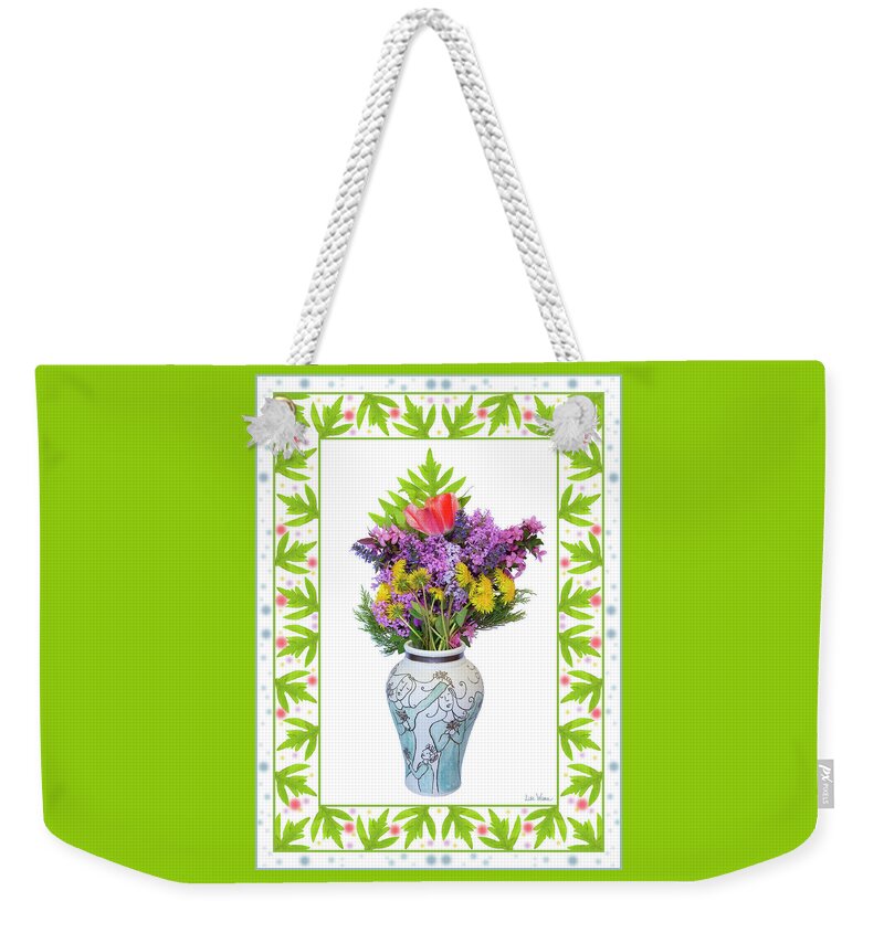 Lise Winne Weekender Tote Bag featuring the digital art Wedding Vase with Bouquet by Lise Winne