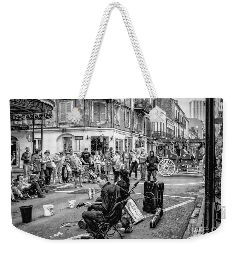  Musicians Weekender Tote Bag featuring the photograph Weekend Jazz on Royal St. NOLA by Kathleen K Parker