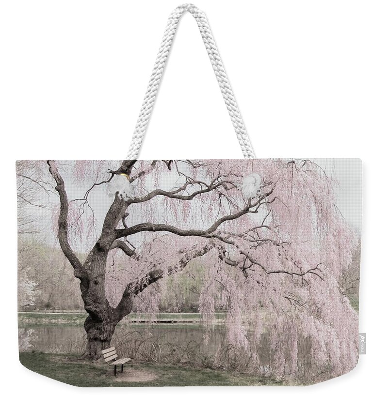 Cherry Blossom Trees Weekender Tote Bag featuring the photograph Weeping Spring 2 - Holmdel Park by Angie Tirado