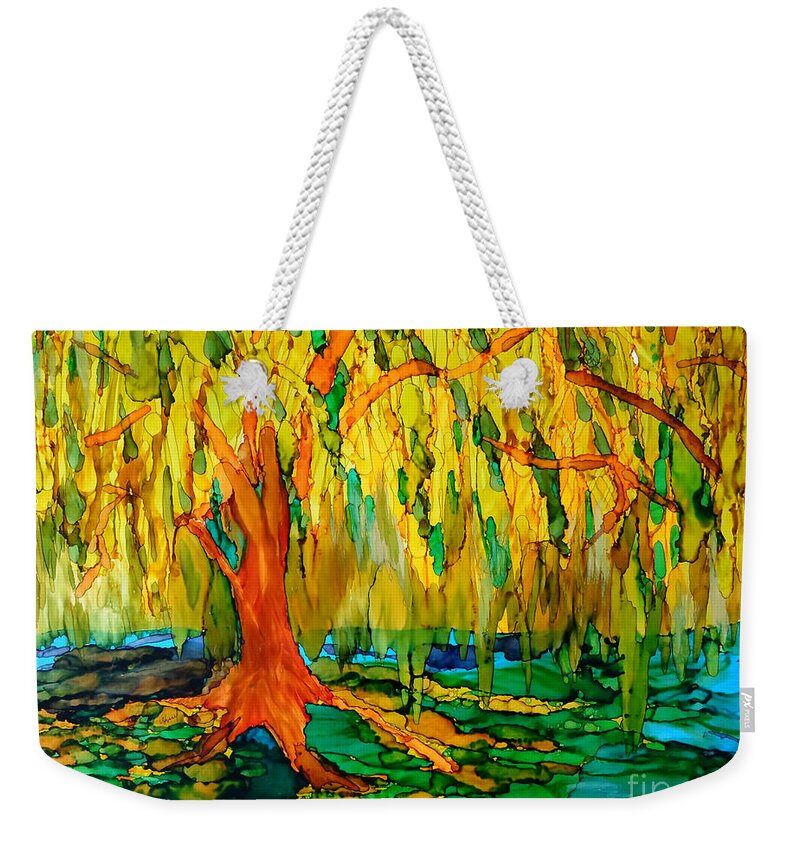 Weeping Willow Weekender Tote Bag featuring the painting Weeping Willow by Vicki Housel