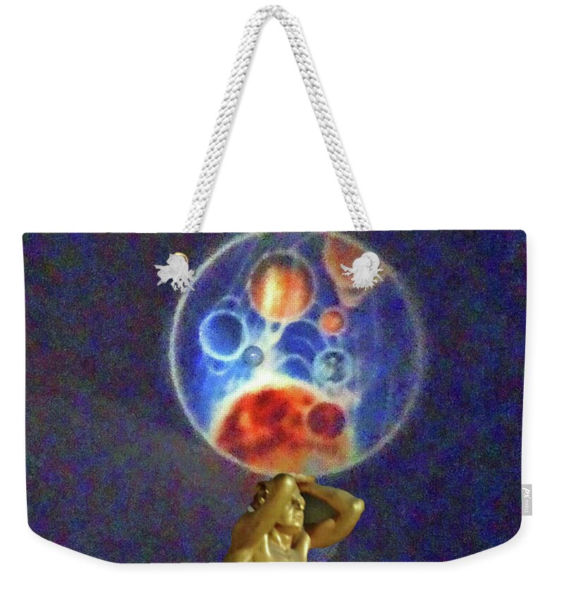 Surrealism Weekender Tote Bag featuring the digital art Weight Of The World by Lyric Lucas
