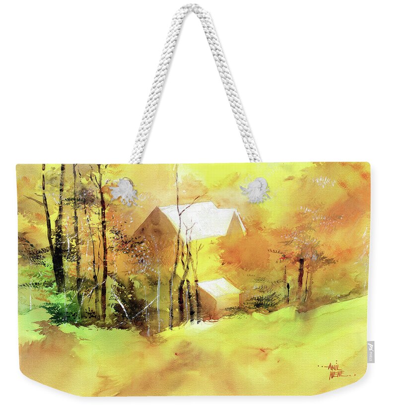 Nature Weekender Tote Bag featuring the painting Welcome Winter by Anil Nene