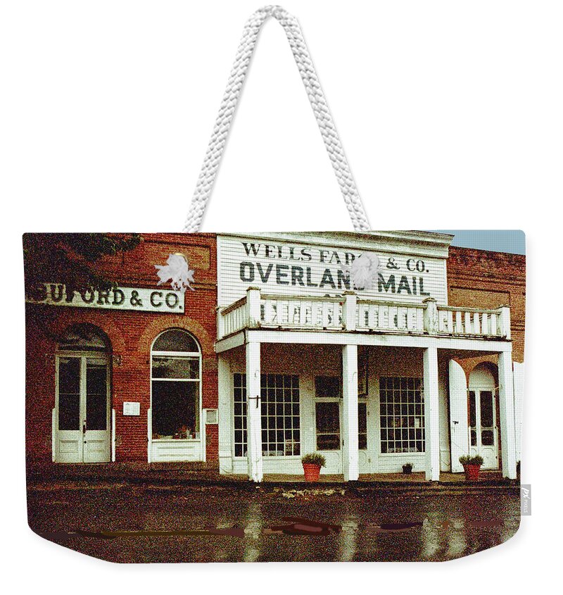 Ghost Town Weekender Tote Bag featuring the digital art Wells Fargo Ghost Station by Gary Baird
