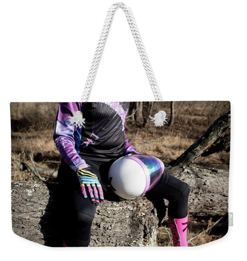 Clothing Weekender Tote Bag featuring the photograph Wendy's Pink by Larkin's Balcony Photography