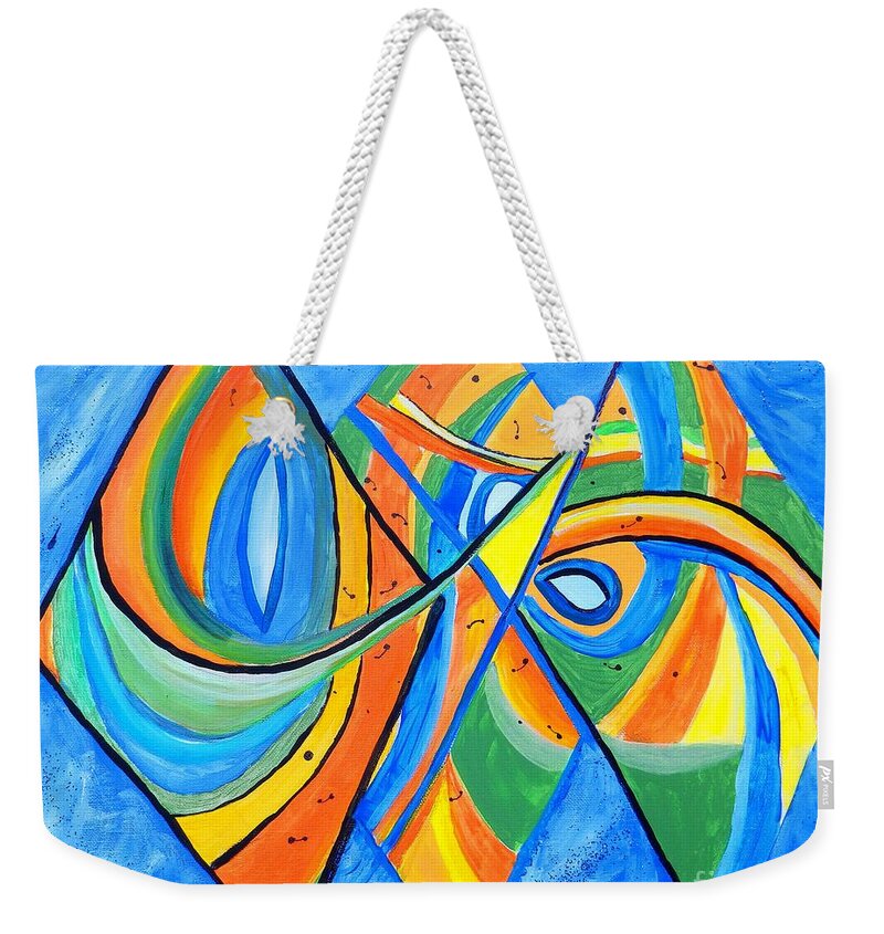 Abstract Canvas Print Weekender Tote Bag featuring the painting We're in This Together by Jayne Kerr