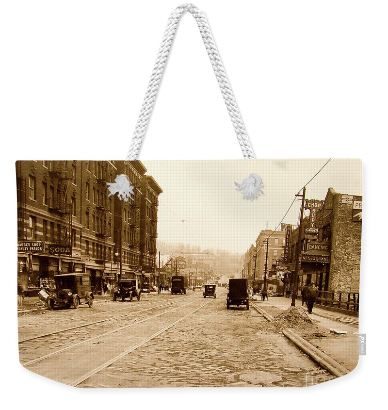 1928 Weekender Tote Bag featuring the photograph West 207th Street, 1928 by Cole Thompson