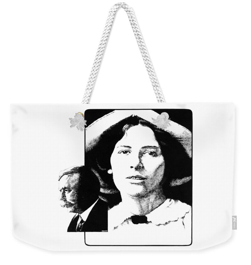 Rebecca Weekender Tote Bag featuring the drawing West and Wells by David Kleinsasser