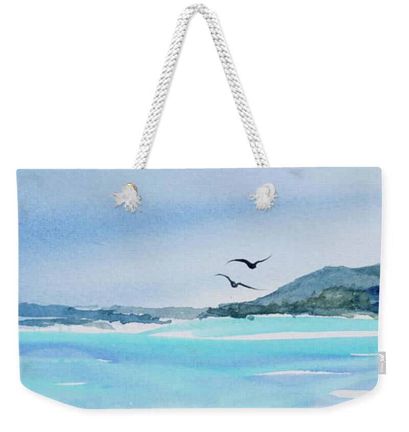 Ile Des Pins Weekender Tote Bag featuring the painting West coast Isle of Pines, New Caledonia by Dorothy Darden