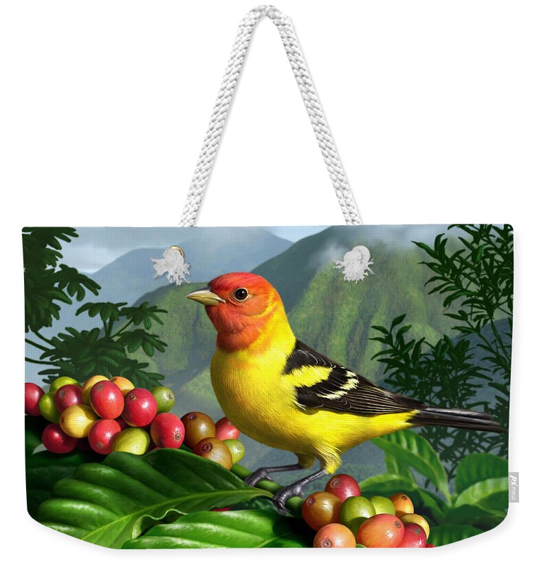 Bird Weekender Tote Bag featuring the digital art Western Tanager by Jerry LoFaro