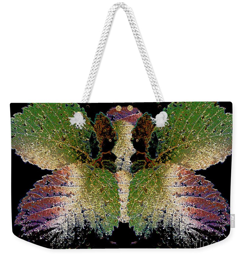 Butterfly Weekender Tote Bag featuring the photograph Wet Leaf Metamorphosis by Nina Silver