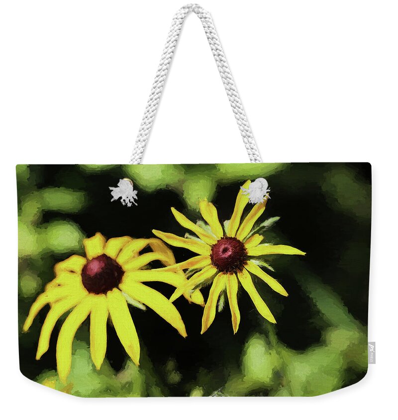 Yellow Wild Flowers Weekender Tote Bag featuring the photograph Wetland Daisies Painterly 070818 by Mary Bedy