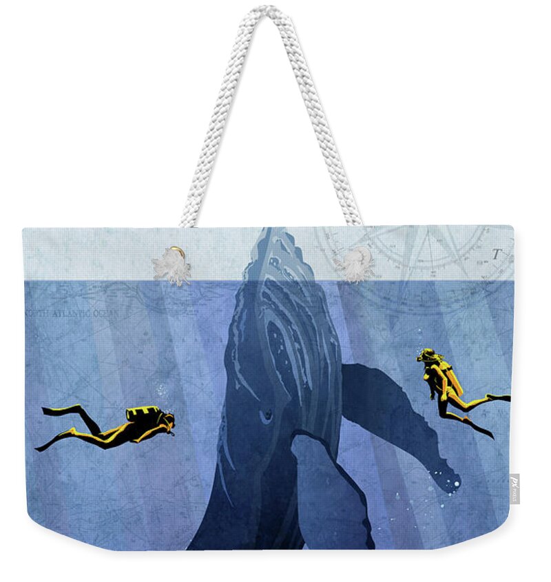 Sassan Filsoof Weekender Tote Bag featuring the painting Whale Dive by Sassan Filsoof
