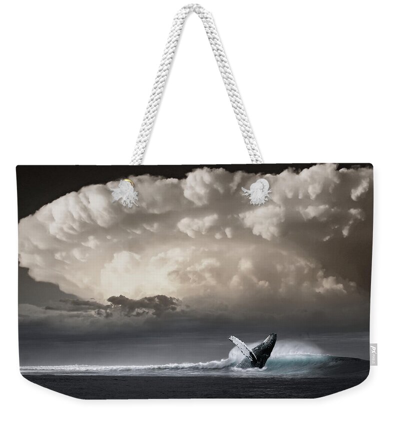 Whale Weekender Tote Bag featuring the photograph Whale Storm by Ally White