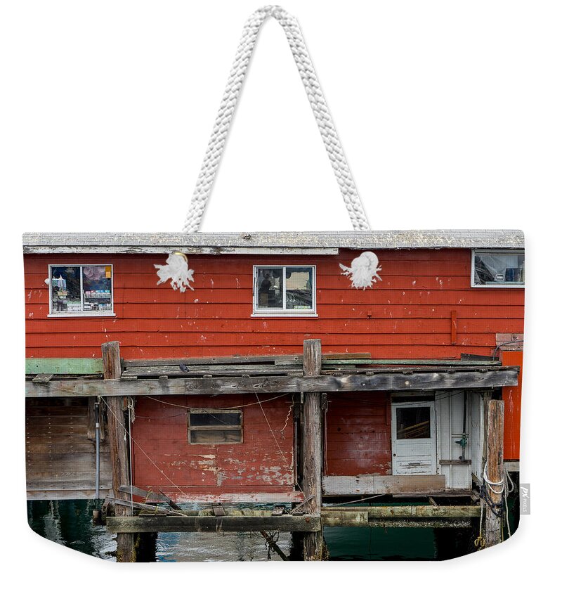 Monterey Weekender Tote Bag featuring the photograph Wharf Shack by Derek Dean