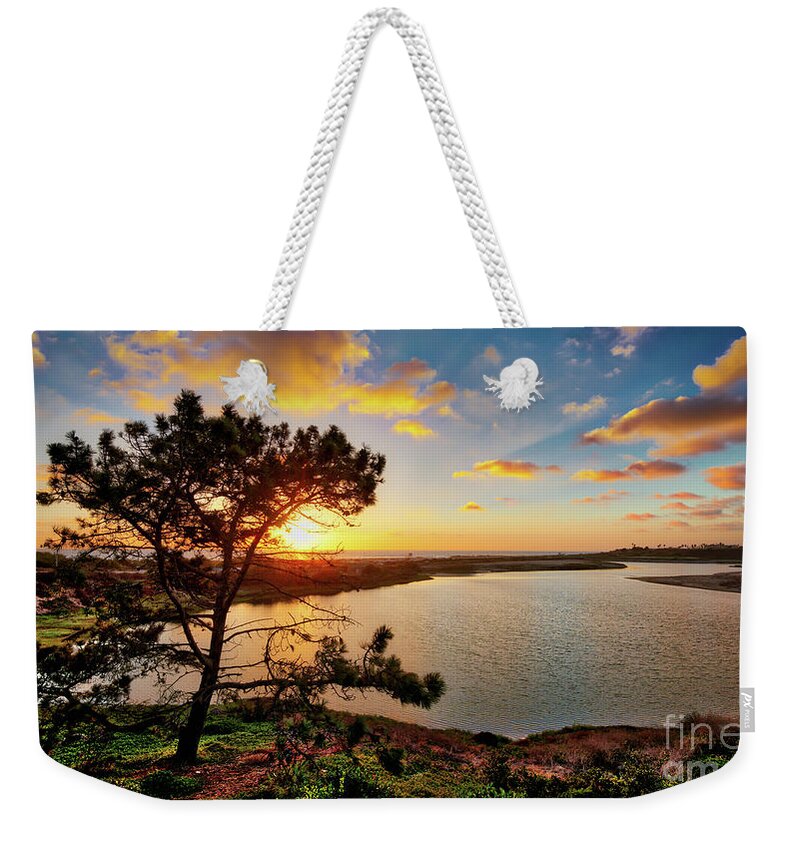 Batiquitos Lagoon Weekender Tote Bag featuring the photograph What a Glow at the Batiquitos Lagoon by David Levin