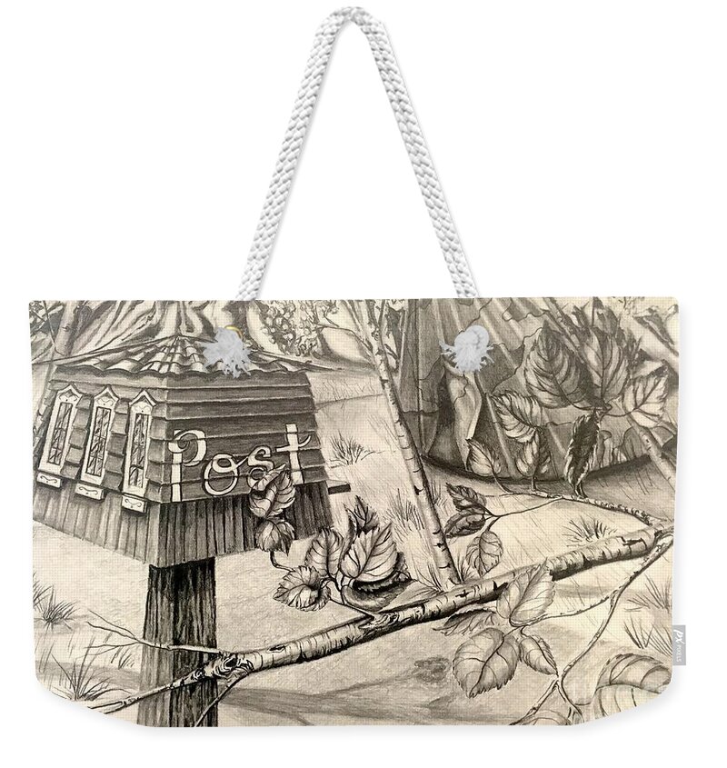 Pencil Weekender Tote Bag featuring the drawing What If by Mastiff Studios