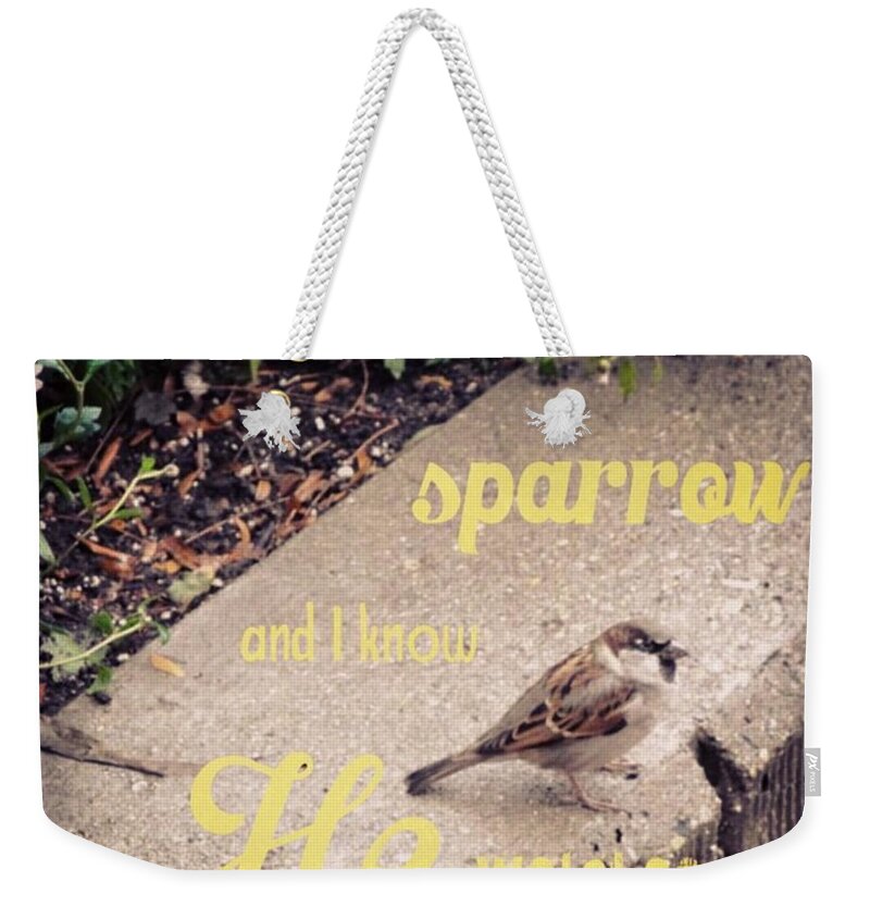  Weekender Tote Bag featuring the photograph What Is The Price Of Two Sparrows-one by LIFT Women's Ministry designs --by Julie Hurttgam