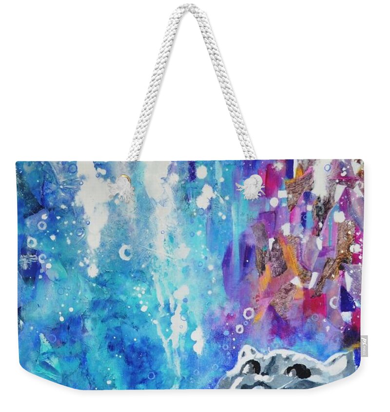 Cat Weekender Tote Bag featuring the painting What's up? by Betty M M Wong