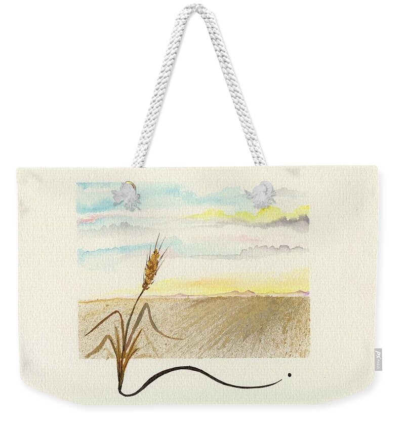 Meadow Weekender Tote Bag featuring the painting Wheat field study four by Darren Cannell