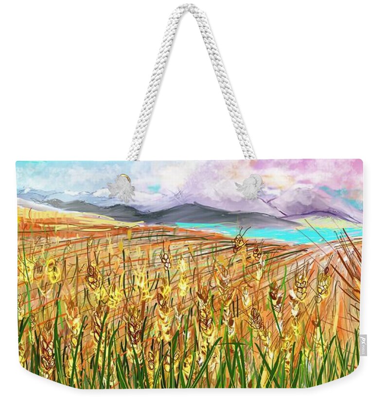 Wheat Weekender Tote Bag featuring the digital art Wheat Landscape by Joseph Mora