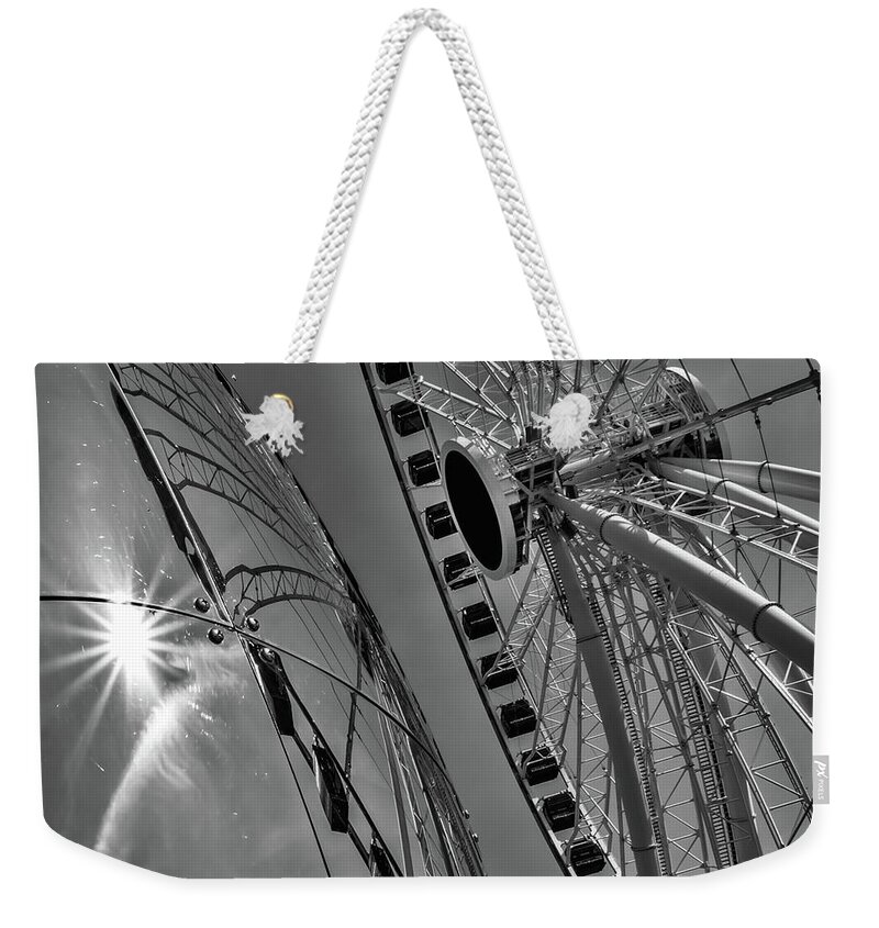 Chicago Weekender Tote Bag featuring the photograph Wheel reflection by Izet Kapetanovic