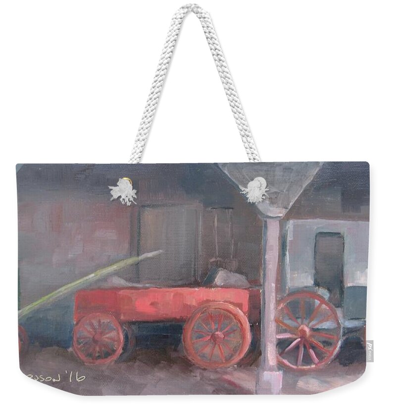 Wagons Weekender Tote Bag featuring the painting Wheels by Susan Richardson