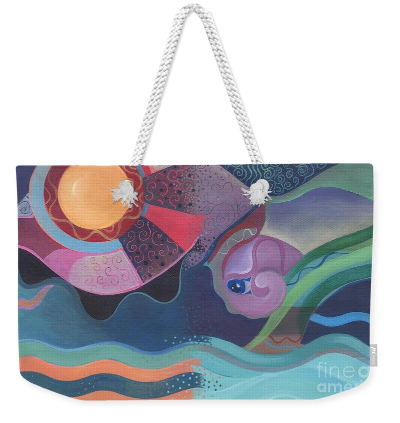Flow Weekender Tote Bag featuring the painting When Flow Met Deep by Helena Tiainen