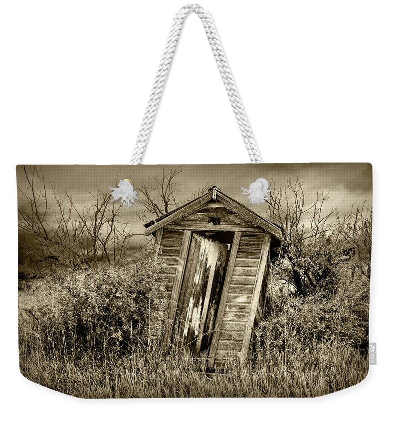 Outhouse Weekender Tote Bag featuring the photograph When Nature Calls in Sepia Tone by Randall Nyhof