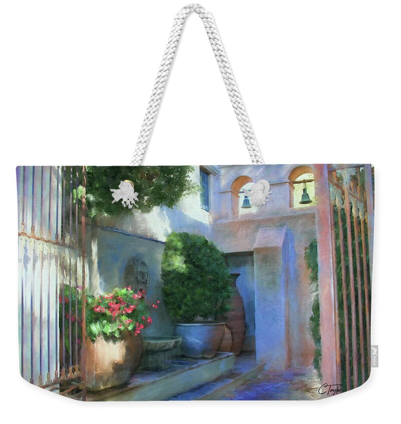 Sedona Weekender Tote Bag featuring the mixed media When the Bells Rang Out in Sedona by Colleen Taylor
