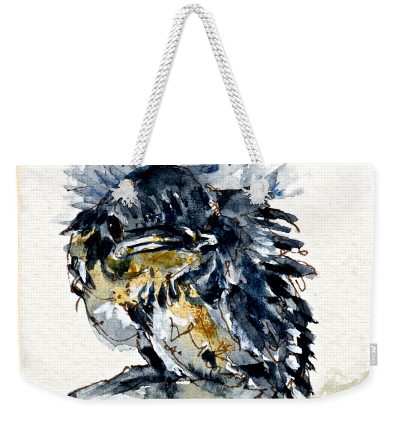 Bird Weekender Tote Bag featuring the painting Where is My Coffee Shirt by John D Benson