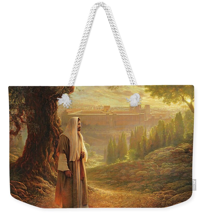Jesus Weekender Tote Bag featuring the painting Wherever He Leads Me by Greg Olsen