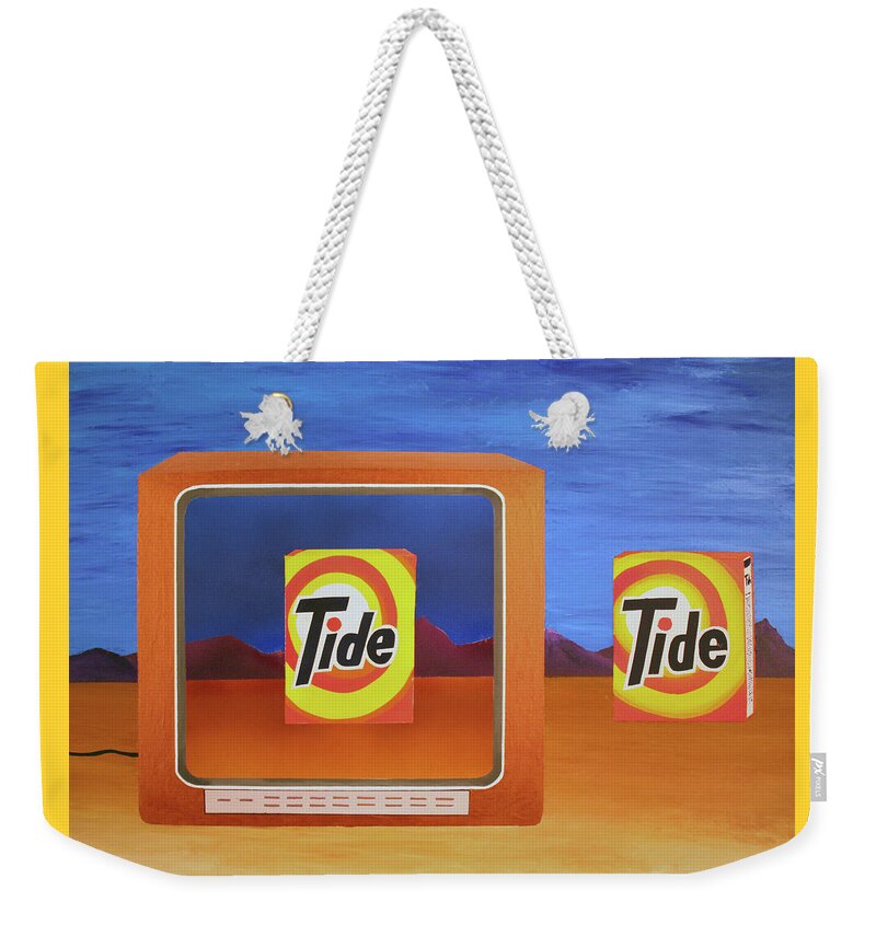 Surrealism Weekender Tote Bag featuring the painting Which Is Better? by Thomas Blood