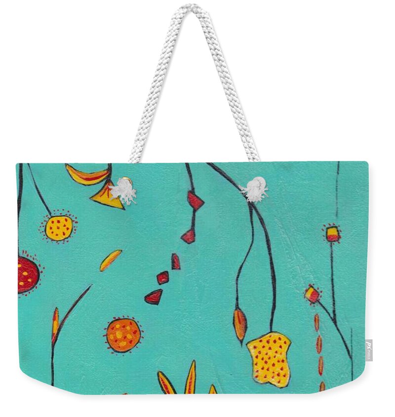 Abstract Weekender Tote Bag featuring the painting Whimsical Abstract by Patricia Cleasby
