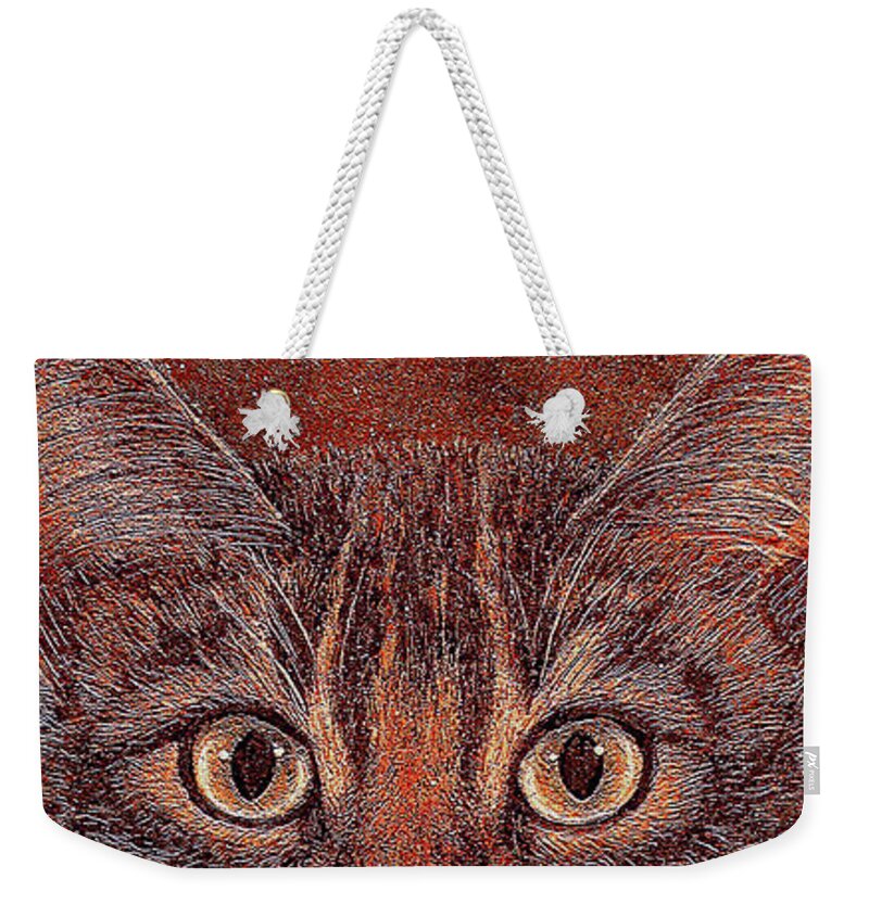 Cat Weekender Tote Bag featuring the painting Whiskers by Natalie Holland